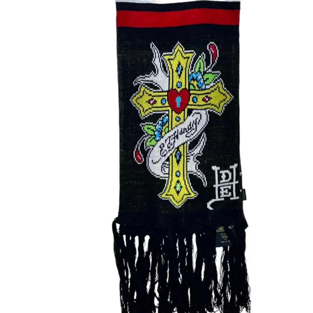 Ed Hardy Christian Audigier Cross Long Fringed Scraf